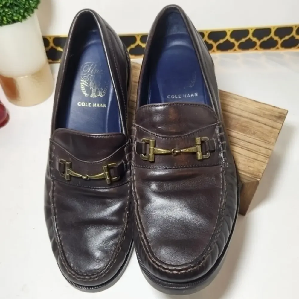 Cole Haan Driving Loafer Leather Uppers Brass Horse Bit 8‎ Casual Preppy Office